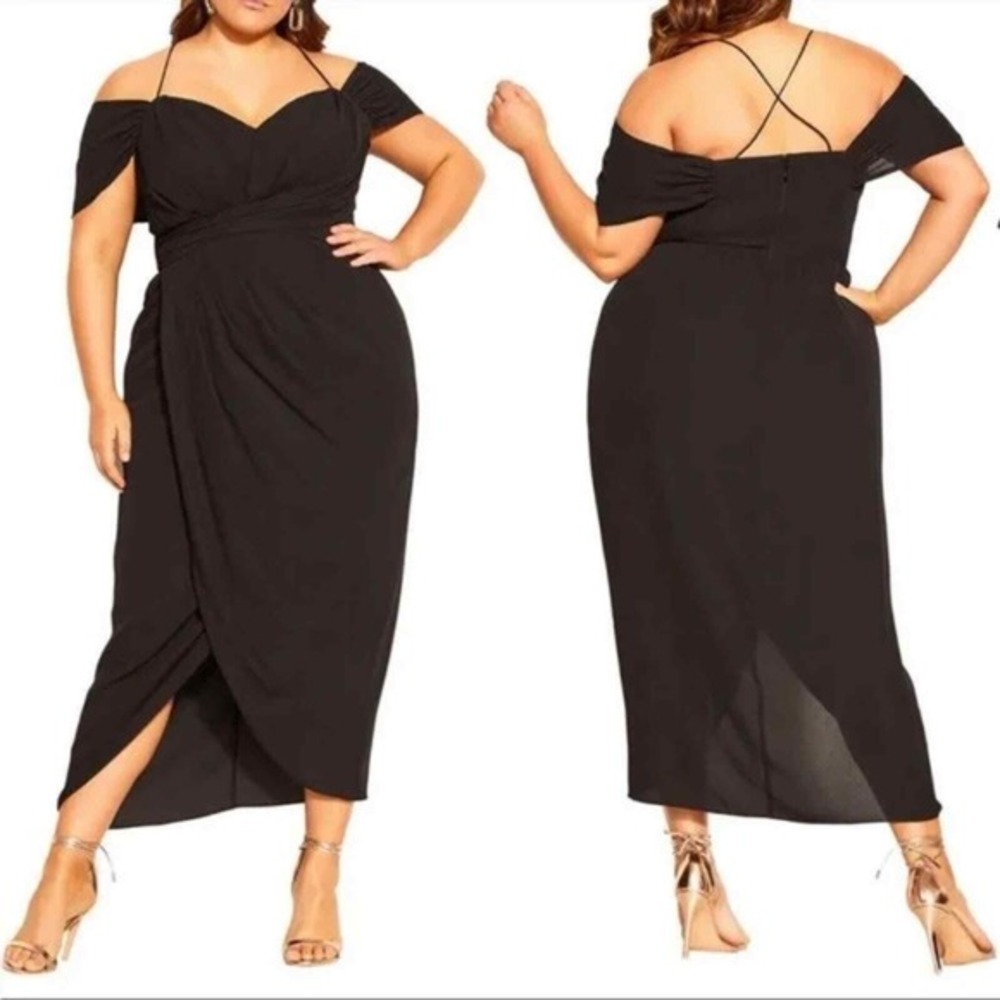 City Chic Entwine black maxi dress plus size small 16 new!!